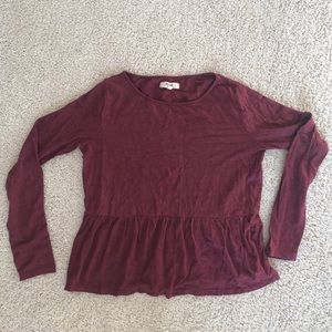Madewell Burgundy Peplum Shirt